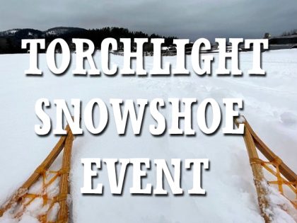 Snowshoe, ski or walk the Billings Farm trail by torchlight!